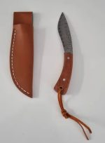 Cuchillo Kukri De Bolsillo Estilo Damasquino Funda En Cuero - Imagen 2