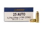 BALA .25 AUTO 50GRAIN FMJ X50 UNIDADES