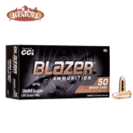 Munición Blazer 9mm 124 gr FMJ – Caja de 50 unidades