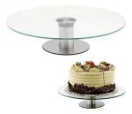 Plato Giratorio De Vidrio Para Tortas Con Pie Alto - Imagen 3