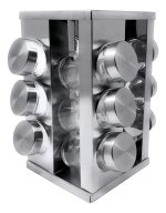 Especiero Giratorio 12 Frascos De Vidrio Y Acero - Imagen 3