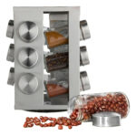 Especiero Giratorio 12 Frascos De Vidrio Y Acero