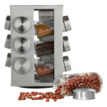 Especiero Giratorio 12 Frascos De Vidrio Y Acero