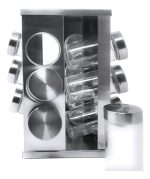 Especiero Giratorio 12 Frascos De Vidrio Y Acero - Imagen 2