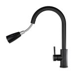 Canilla Monocomando Extensible Flexible Acero Inoxidable Negra