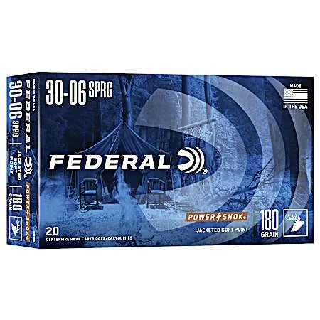 000563148 Federal Power-Shok 30-06 Springfield 180gr Soft Point Hunting Ammunition - 20 Rounds - Imagen 1