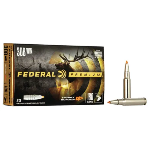 FEDP308TT1__22136.1736452249 Federal Trophy Bonded .308 Winchester 180gr Premium Hunting Ammunition - 20 Count - Imagen 1