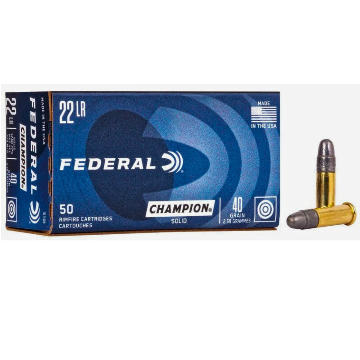 GUN PICTUTE (1) Federal Premium .22LR 40gr Champion Training -Rimfire - CAJA DE 50 - Imagen 1