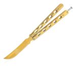 Navaja Plegable Mariposa En Metal Con Seguro Negra Filo - Imagen 3