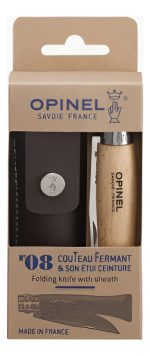 Navaja De Bolsillo Opinel N.8 + Funda De Cuero + Caja Carton Color Marrón Claro