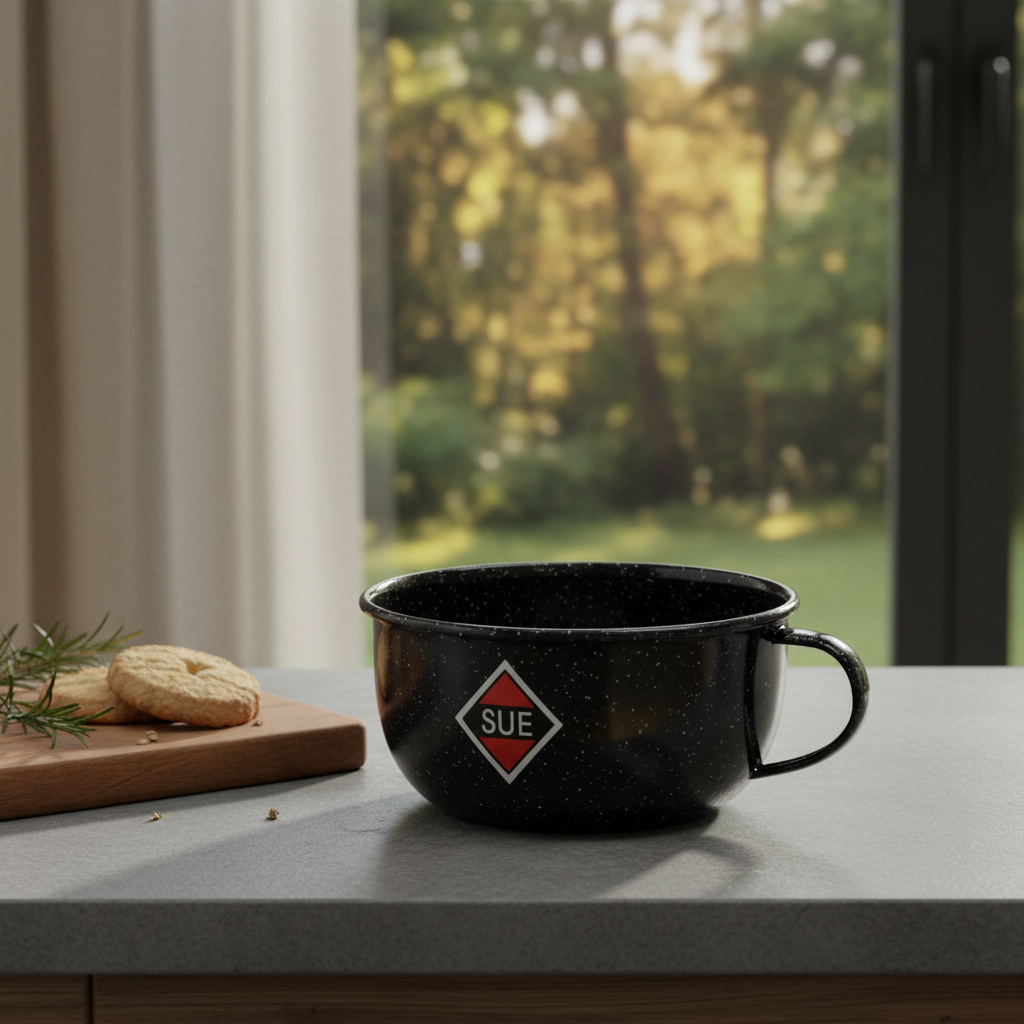 D_682259-MLA104076257615_012026-F.jpg Taza Con Asa 12 Cm Sue Enlozada Esmaltada Granaventura Negro - Imagen 1