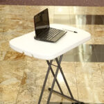 Mesa Auxiliar Plegable Northwest Jardín Camping Altura Regulable Rectangular Blanco - Imagen 5