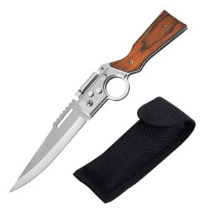 Navaja Automatica Tactica Tipo Rifle Con Linterna Y Funda