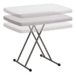 Mesa Auxiliar Plegable Northwest Jardín Camping Altura Regulable Rectangular Blanco - Imagen 2