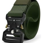 Cinturón En Canvas Con Hebilla De Metal Y Punta De Cuero.