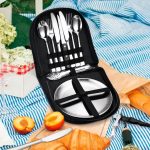 Set De Cubiertos Y Platos Metálicos Para Camping O Asado - Imagen 8