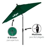 Sombrilla Jardín Arye 2.7m Con Base Y Manivela Color Verde - Imagen 5