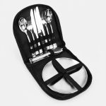 Set De Cubiertos Y Platos Metálicos Para Camping O Asado