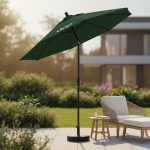 Sombrilla Jardín Arye 2.7m Con Base Y Manivela Color Verde - Imagen 10