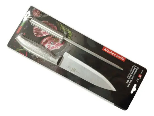 D_719251-MLU96667434872_112025-O.jpg Cuchillo Con Chaira Mango De Metal Elaborate - Imagen 1