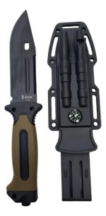 Cuchillo Táctico Reforzado + Funda + Brujula, Todo Terreno