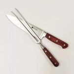 Set Cuchillo Y Trinche Para Asado Trento Español En Madera - Imagen 2
