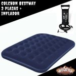 Colchon Inflable 2 Plazas + Inflador Camping Hogar - Imagen 3