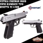 Pistola Co2 Crosman Mako Cm9b Blowback Tipo Beretta 92 4,5 - Imagen 8
