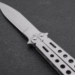 Navaja Mariposa Táctica Metal Drop Filo Liso Entrenamiento