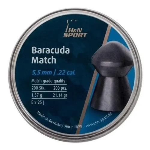 D_796854-MLU46811689586_072021-O.jpg Chumbo H&n Alemania Baracuda Match 5.5 21,14gr 200 Chumbos - Imagen 1