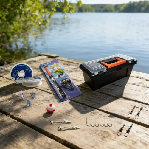 D_861011-MLU109235855442_042026-O.jpg Combo Kit De Pesca Infantil Caña + Reel + Caja + Accesorios - Imagen 1